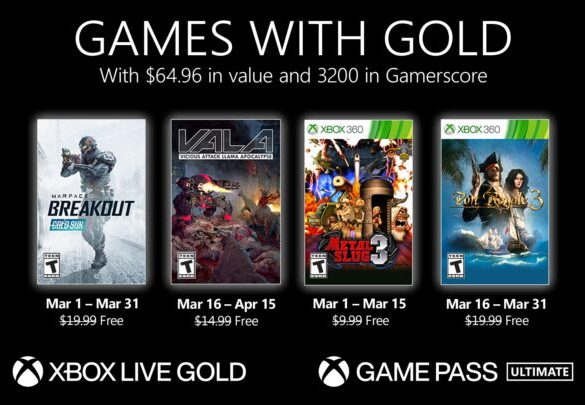 Xbox Live Gold March 2021 Free Game List