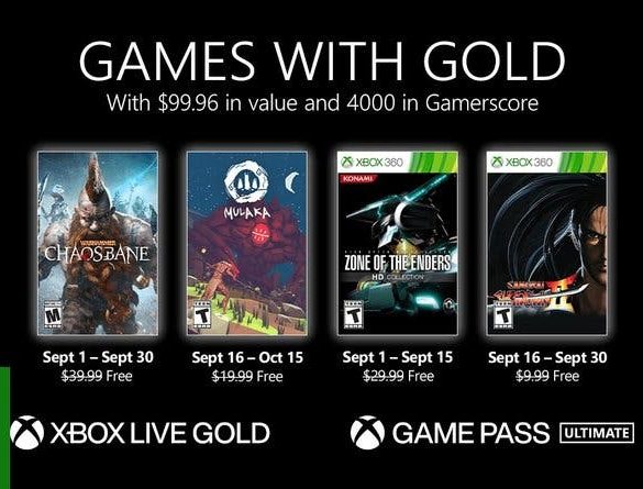 List of free Xbox Live Gold September 2021 Games