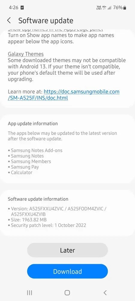 One UI 5 for Galaxy A52
