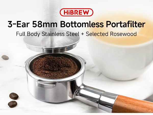 Master espresso with the HiBREW Bottomless Portafilter. 58mm precision fit, stainless steel build, and bottomless design for perfect extraction, better crema, and barista-level control.