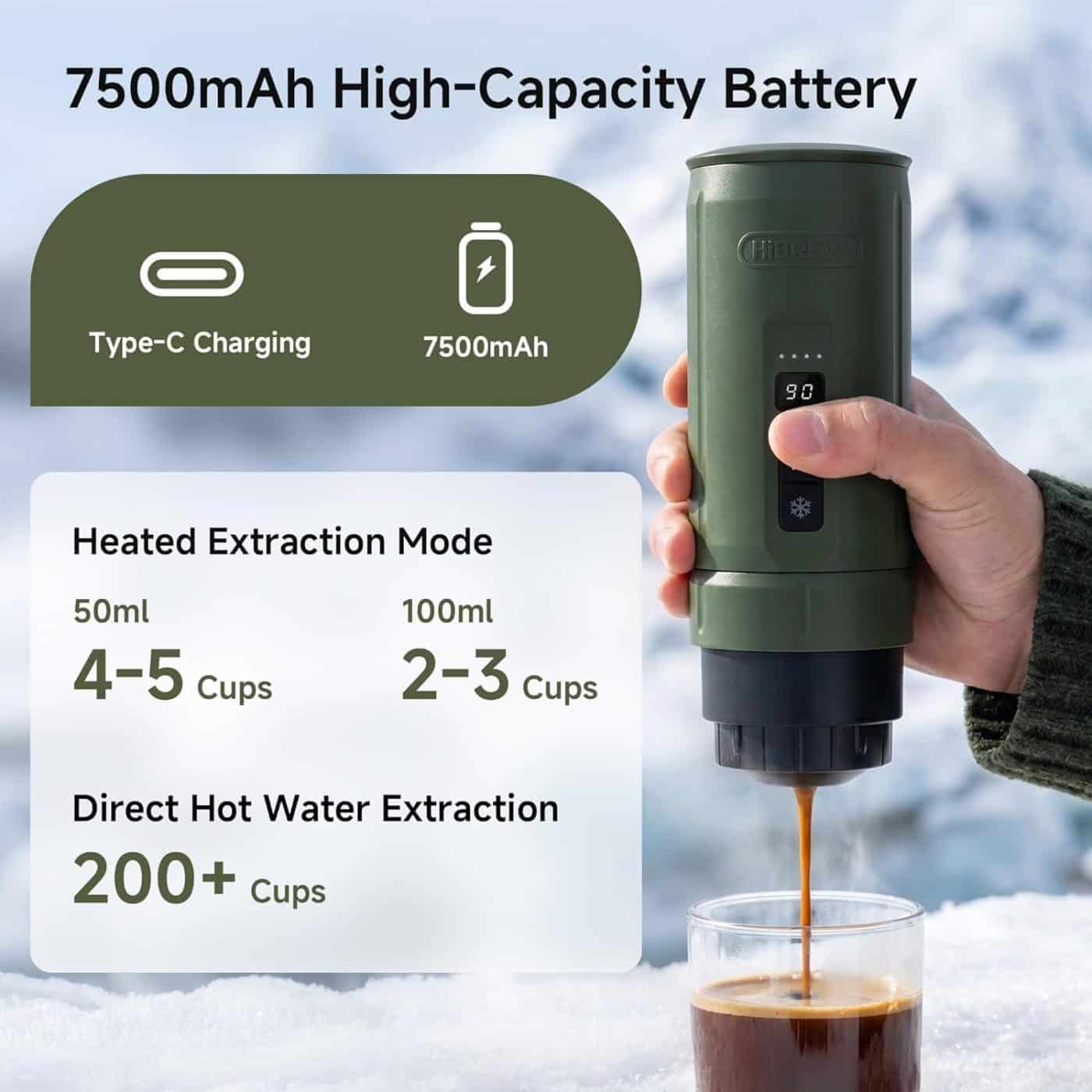 HiBREW H4C Portable Coffee Maker + G5 Mini Coffee Grinder – The Ultimate Portable Coffee Set for Fresh Coffee Anywhere 20 HiBREW H4C Portable Coffee Maker
