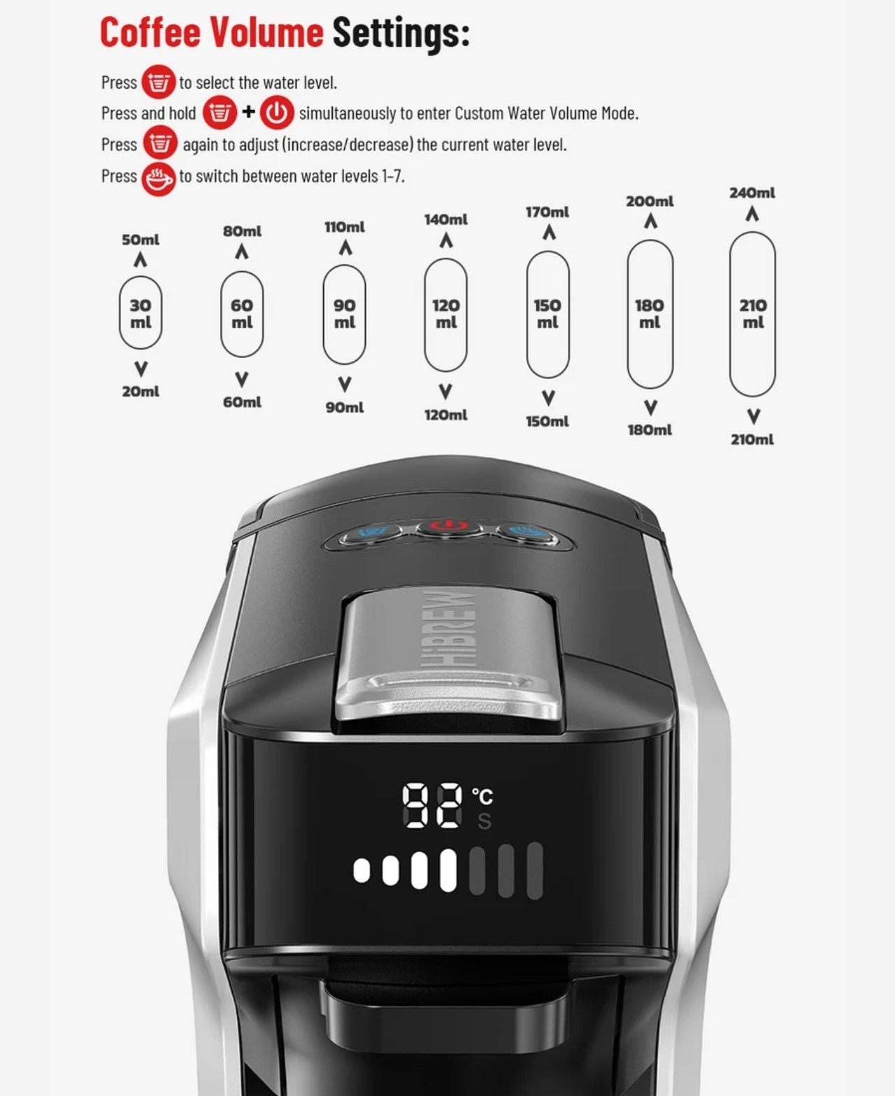 HiBREW H1B Max 6-in-1 Capsule Coffee Machine: Features and Specifications 19 HiBREW H1B Max 6-in-1 Capsule Coffee Machine
